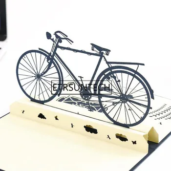 100pc 3D Pop-Up Lasersko Rezanje Biciklističke Karte i Starinski Bicikl Kreativne Darove Čestitka za Rođendan Čestitke za Prijatelje