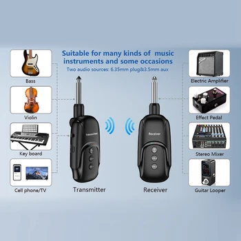 2.4 GHZ Wireless Guitar System Audio Guitar Receiver Transmitter,Punjiva Prijemnik Predajnik 24 Kanala za Gitaru