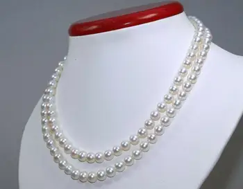 2 reda AAA 8-9 mm bijeli okrugli slatkovodni pravi kultiviranih bisera ogrlice 17