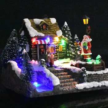 2022 Božićni Ukras LED Light Music Snijeg Scena Kuća Dječji Božićni Poklon Seoska Kuća Model Zimska College Kućni Dekor
