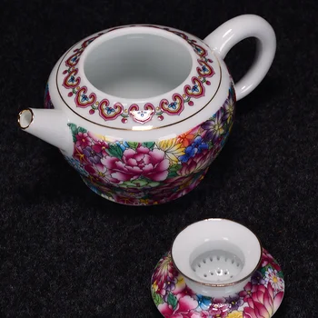 250 ml Emajl Boja Keramika Život Ručno Oslikana Zlatna Zemlja Deset Tisuća Cvijet kavu Šalice Keramika Kung-Fu Tea Set za Vodu