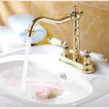 360 stupnjeva zlatni lavor toplom i hladnom spin kupaonica кичен wc mesing dvostruka ručka dizalica Visoka kvaliteta moda home dizalica