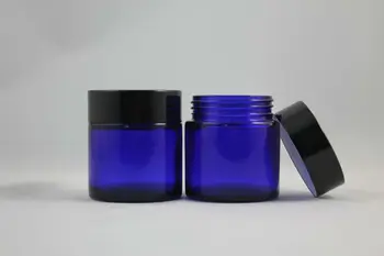 50pieces highquality 50g blue cream jar,cosmetic empty glass jar or cream kontejnera,blue glass empty do 50ml eye cream jar