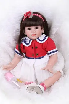 60 cm Novorođenče Bebe Reborn Doll Duge Kose Ljepljeni Lutke Adora uz vašu Suknju Najbolje Darove Čile Silikonske Lutke Reborn Baby