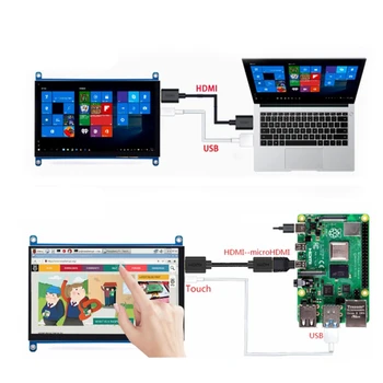 7-Inčni HDMI Kompatibilan USB LCD Monitor 1024X600 HD Kapacitivni Press-Screen Prijenosni Monitor Malina Pi