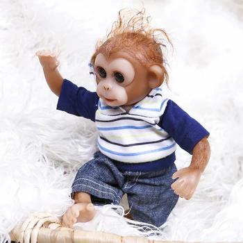 8-inčni Mini-Monkey Baby Twin Soft Touch Fleksibilna Silikonska Lutka Reborn Naplativa Umjetnička Lutka Detaljni Igračke Ručni Rad za Dijete