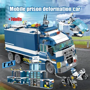 960PCS City Police Station House Car Building Blocks Electric SWAT Team Truck Bricks motorcycle Educational Toys for Children
