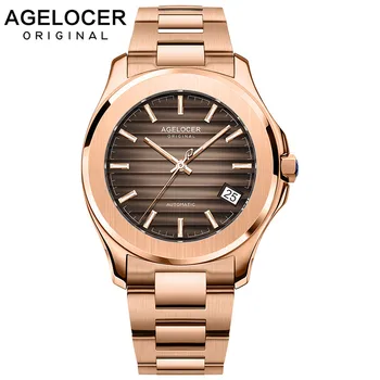 Agelocer Nova Kolekcija Luksuzne Zlatni Sat Automatsko Dan Datum Sat Super Sjaj Čelika Sat Relogio Masculino 6303D9