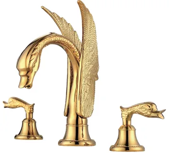 Besplatna dostava 3 kom zlatne boje 25 cm visina labud umivaonik slavinu široko rasprostranjen wc, umivaonik slavinu na бортике