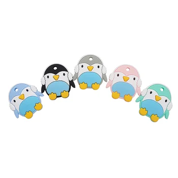 Chenkai 50PCS BPA Free Silicone Baby Penguin Teether Animal Teething Food Grade For Baby Chewable Pacifier Pendant Accessories