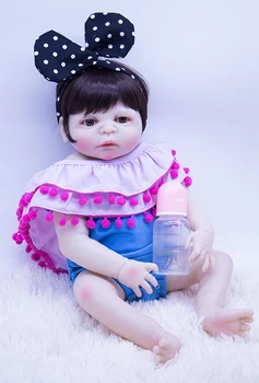 Crna kosa bebe reborn doll Realno silikonska Princess Girl Lutka s ovog dječje odjeće Lažni dječje igračke za kadu za djecu