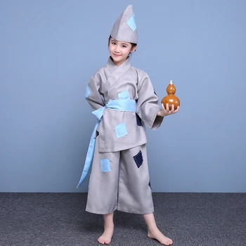 Dječji Drevni Kineski Tradicionalni Kostim Prosjak za Djevojčice Dječaci Odijela Siromašne Prosjaka Cosplay Scenski Kostim