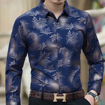 Duge Socijalne 2021 Novi Rukava Javorov List Dizajnerske Majice Muškarci Slim Fit Vintage Mode Muška Košulja Osoba Haljina Dres Odijevanje
