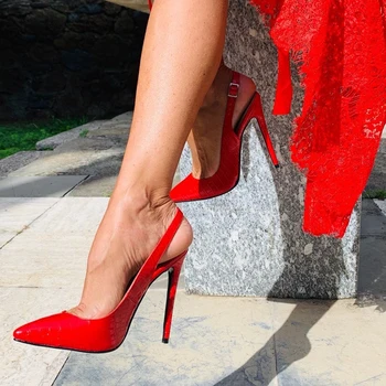 Elegantne Crvene Cipele-brod Od zmijske s Oštrim Vrhom Na Ukosnica, Modeliranje Ženske Cipele s Izrezima i po cijeloj površini, Kožne Cipele za Vjenčanje
