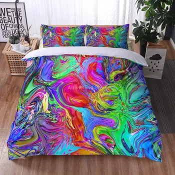 Flow Gold 3D Print Colorful Marble Bedding Set Comforter Queen Krevetom Adult Decor Poklon Duvet Cover Pillowcase Home Textile
