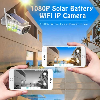 HD 1080P Solarna WiFi Kamera Vanjska IR za Noćni Vid, Dvosmjerni Audio PIR Otkrivanje Alarm Bežični Baterija Punjiva CCTV IP Kamera