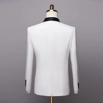 (Jakna+hlače) 2021 Tamno plava bijela Muško odijelo 3 kom Formalno poslovno Odijelo Smoking Šal Rever za Vjenčanja Mladoženja Blazers 6XL