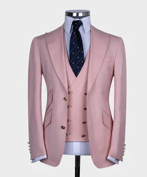 (Jakna+Hlače+prsluk) Luksuzni Uredski Poslovni 7 Boja Slim Fit Smoking Vjenčanje Muško Odijelo 3 Kom Muške Blazer Na Red