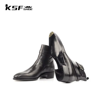 KSF SHOE Chelsea Luxury Men Čizme Shoes Strap Add Velvet Fashion Unikatni Genuine Leather Designer Winter Work Čizme Shoes Men