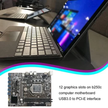 Matična ploča B250C Mining s procesorom G3930+1XDDR4 8G 2666MHz RAM+Kabel RJ45 12XPCIE na USB3.0 Utor za kartice za BTC
