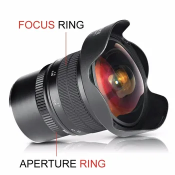 Meike 8mm f/3.5 Širokokutni objektiv Fisheye Objektivi za Sony A6000 Alpha i Nex Беззеркальная skladište E-Mount sa APS-C