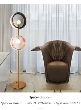 Nordic Post-Modern Living Room Floor Light Designer Creative Study Bedroom Sofa Hotel Double-Headed Metal Glass Floor Lamp