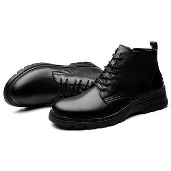 Nove muške Modne Cipele, Ulica Zimske Čizme, Muške Moto Čizme Na Prosjeku Petu, Običan Toplo Rimski Cipele Od Prave Kože čipka-up