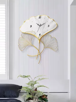 Novi kineski stil lista ginkgo zidni sat dnevni boravak kućno svjetlo luksuzni modni satovi personalizirane jednostavne likovne kreativne sat rada