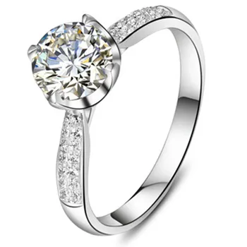 Pravi 18k Bijelo Zlato 1CT Муассанит Dijamantni Prsten Test je Pozitivan Vjenčanje Nakit Žene Nude Prsten od 18 Do Dostupan s Ručnim