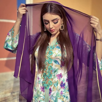 Ramazan Abaja Dubai Turska Muslimanska Moda Kaftan Haljini Dugih rukava Abayas Eid Elegantne Večernje Haljine Islamska Ženska Odjeća Bez хиджаба