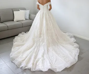 Raskošne čipke, Sjajne Vjenčanica 2020 kraljevski Petlja Aplicirano Vrtna Kapela Country Vjenčanica vestido de novia Plus Size