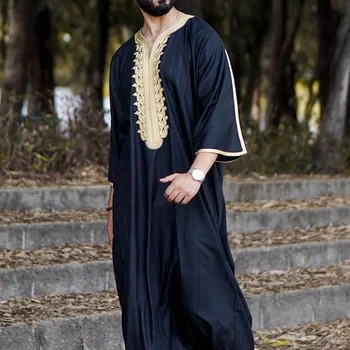 Vez u Muškoj Arabic Haljina je Duga islamska Odjeća Kaftan Abaja Джеллаба Muška Moda Etnički Stil Muška Odjeća