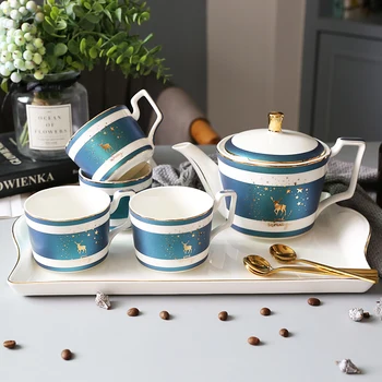 Čaj Engleska Luksuzna Stakleno Keramička Šalica Popodnevni Čaj Cvjetni Čaj Porculanska Čaj Jogo De Xicaras Posuđe Za Piće